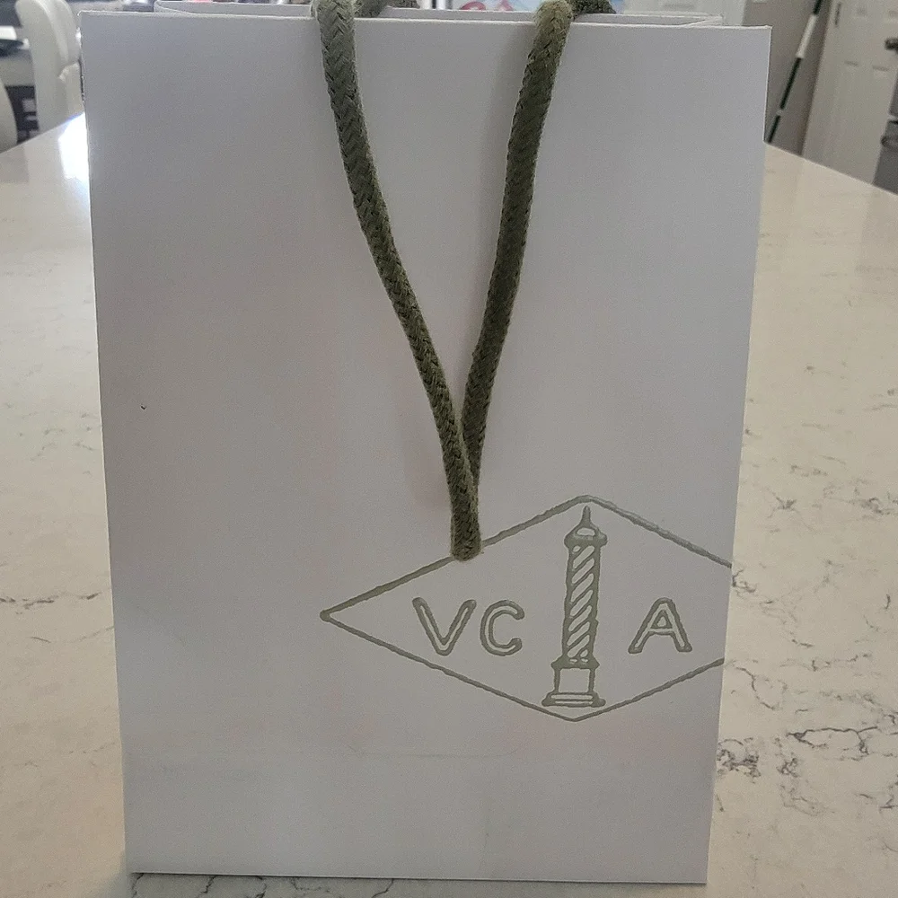 Authentic Van Cleef & Arpels (VCA) Small Shopping Gift Bag - White & Green